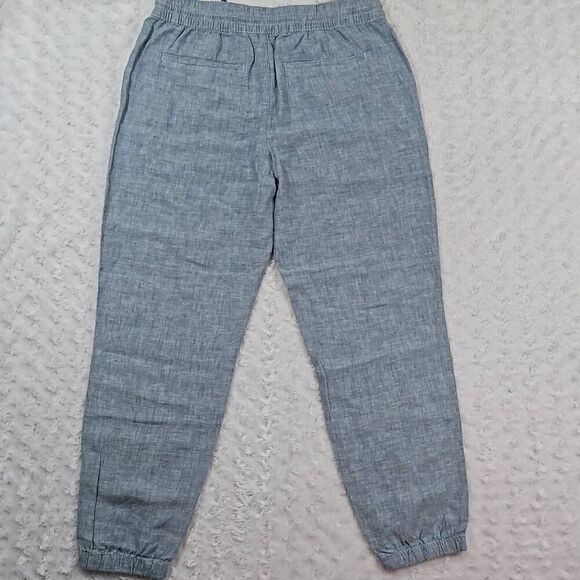 Athleta Retreat Linen Jogger Chambray Blue Womens Size 12 Drawstring Waist - Picture 3 of 9